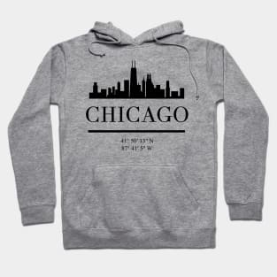 CHICAGO ILLINOIS BLACK SILHOUETTE SKYLINE ART Hoodie